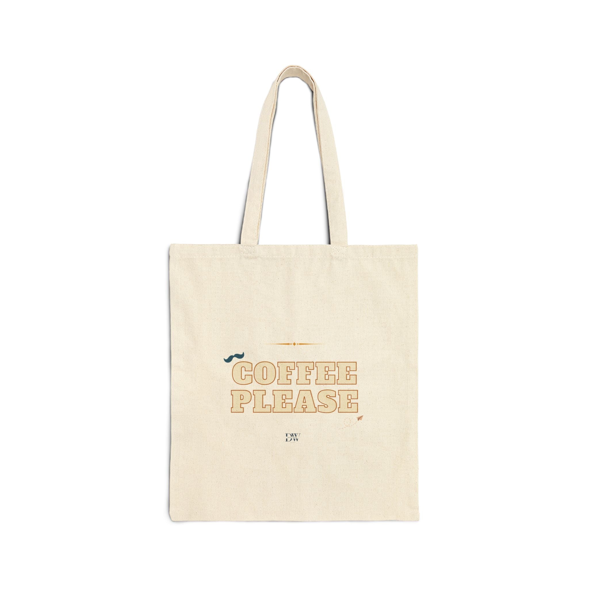 Coffee Please Tote Bag — Retro Coffee Graphic Canvas Grocery Shopper