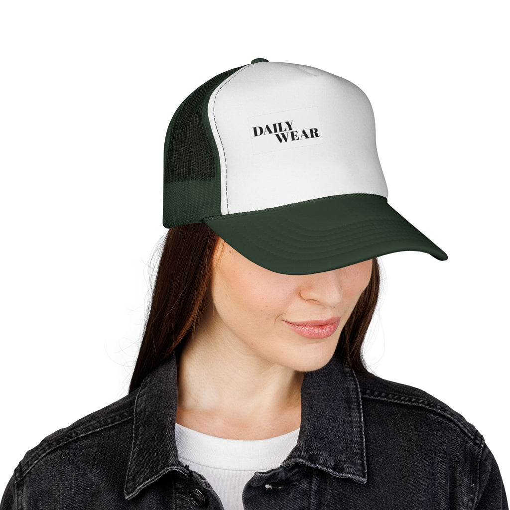 Daily Wear Trucker Cap — Minimal Patch Logo Mesh Hat