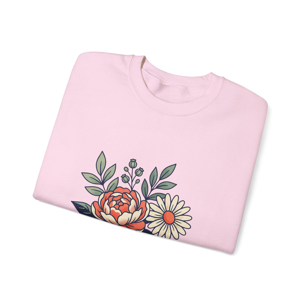 Floral Bouquet Crewneck Sweatshirt — Vintage Peony & Daisy Floral Graphic