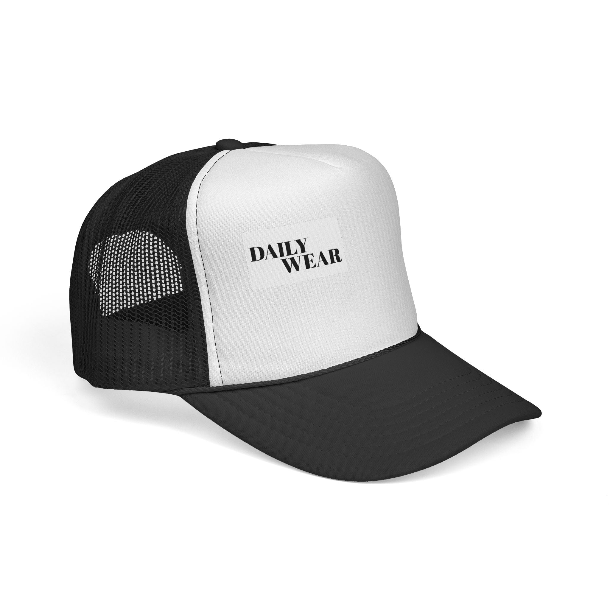 Daily Wear Trucker Cap — Minimal Patch Logo Mesh Hat