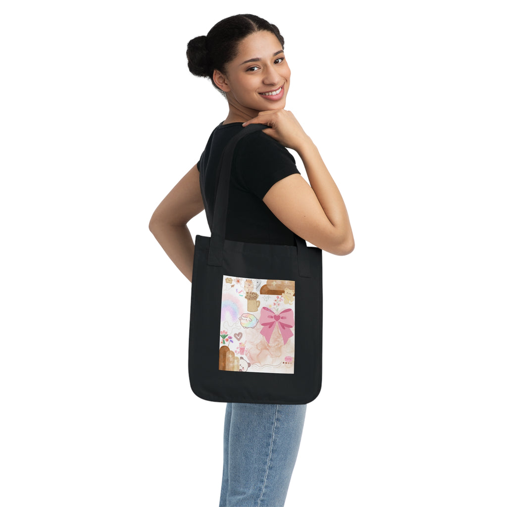 Cute Pastel Collage Canvas Tote — Pink Bow & Cozy Aesthetic