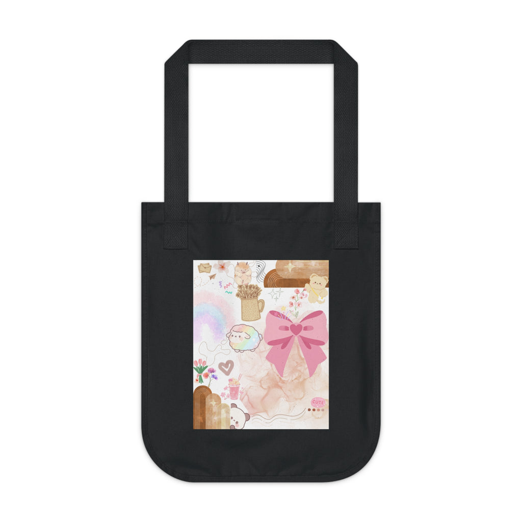 Cute Pastel Collage Canvas Tote — Pink Bow & Cozy Aesthetic