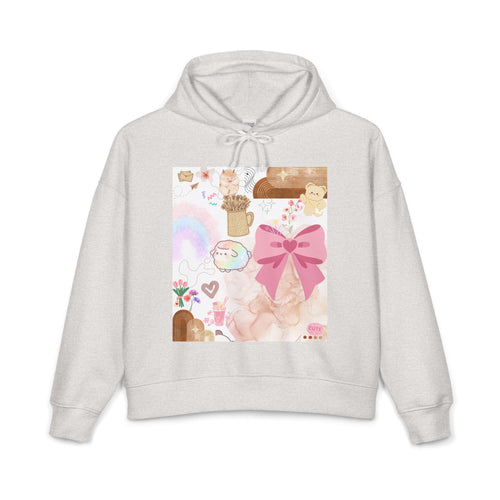 Cute Pastel Collage Hoodie — Pink Bow, Rainbow & Floral Graphic