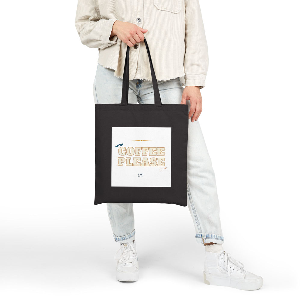 Coffee Please Tote Bag — Retro Coffee Graphic Canvas Grocery Shopper